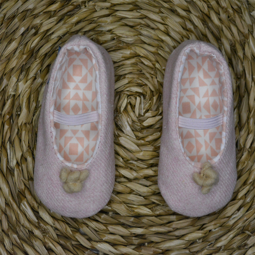 Pink flannel and pompom Mary Janes